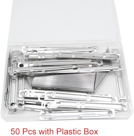 Metal File Fastener, 50 Pcs Stainless Steel 3.5 Inch 2 Hole Metal Paper Clips for Loose-Leaf and Office (50)