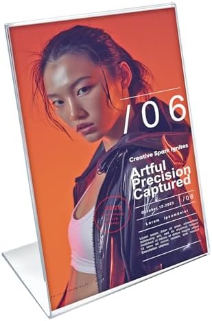 Azar 112706 8.5-Inch Width by 14-Inch Height Vertical Slanted L-Shaped Acrylic Sign Holder, 10-Pack