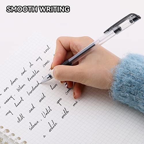 Black Gel Pens Bulk, 60 Pack 0.7mm Fine Point Gel Ink Rollerball Pens, Smooth Quick-Dry Black Ink No Smear, Comfortable Grip Pens for Office, School, Journaling, Note-Taking & Daily Writing