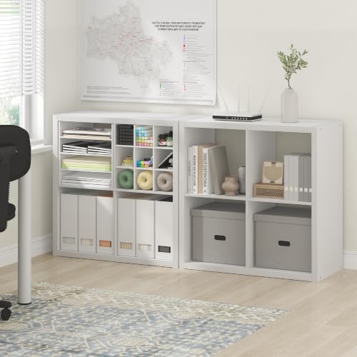 Furinno Cubicle Book Shelf Set of 2, 4-Cube Bookshelf, White
