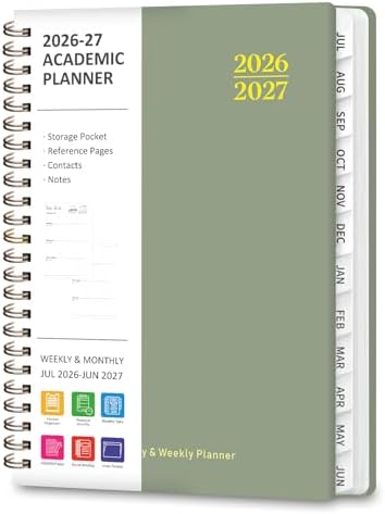 Planner 2026-2027, Weekly and Monthly Calendar Planner, JUL 2026 - JUN 2027