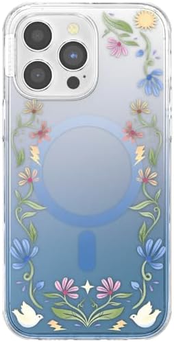 PopSockets iPhone 14 Pro Max Phone Case with MagSafe, Wireless Charging Compatible, Disney - Boho Wildflowers Blue