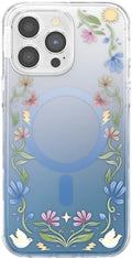 PopSockets iPhone 14 Pro Max Phone Case with MagSafe, Wireless Charging Compatible, Disney - Boho Wildflowers Blue