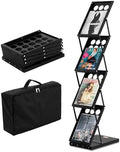 VEVOR Foldable Magazine Display Rack, 4-Tier Brochure Literature Display Stand, Portable Catalog Brochure Holder Stand with Carrying Bag for Office Trade Show Exhibitions, 4 Pockets