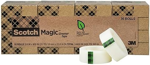 Scotch Magic Greener Tape, 0.75 in .x 900 in., 16 Rolls