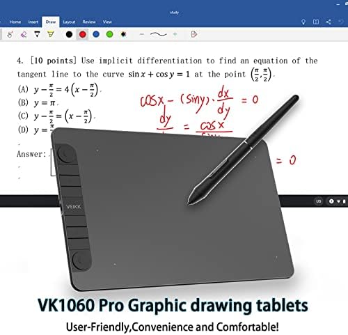 VEIKK VK1060PRO V2 Drawing Tablet, 10 x 6 Inch Graphics Pen Tablet with 8 Shortcut Keys, 8192 Levels Battery Free Supports Tilt Function, Work for Digital Art Drawing, Designing