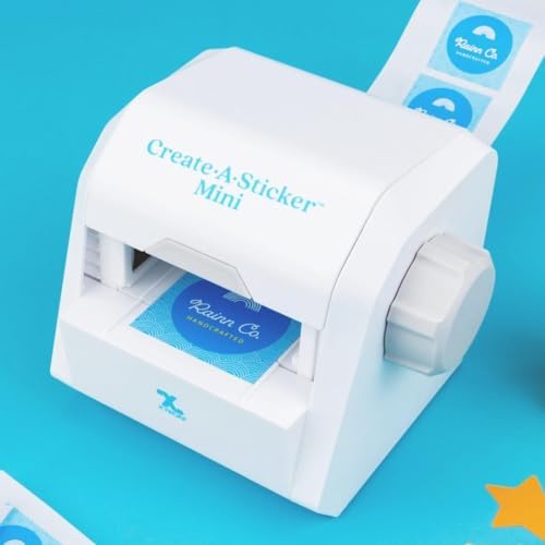 Xyron Create-A-Sticker, Mini, 2.5” Sticker and Label Maker Machine, Portable, Includes Permanent Adhesive, Pre-Loaded (XRN250-CFTEN)