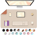 Bleswin Multifunctional Large Desk Mat, Double Sided Computer Desk pad, Extended Mouse Mat, Office Desk Protector with Waterproof PU Leather, 35.4''×16.9'', Office Home Writing Pad (Beige+Orange)