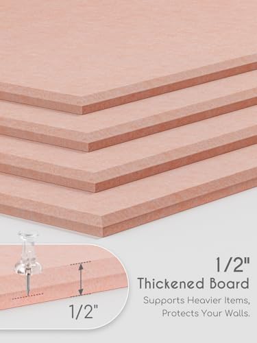 Thick Felt Pin Board Tiles 12 Pack, 11.8x11.8 Bulletin Board for Wall