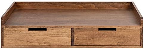 Kate and Laurel Kitt Modern Floating Shelf with Drawers, 28 x 12 x 6.5 inches, Rustic Brown, Chic Floating Storage Console Table or Desk for Wall