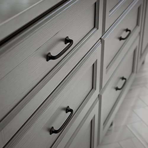 Franklin Brass (5-Pack) – Matte Black Cabinet Handles, 4 Inch Hole Center, Pulls for Drawers, Kitchen Cabinet Door, Dressers | Lombard