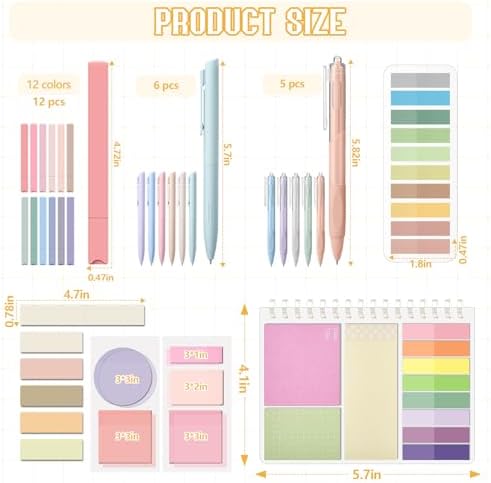 Jutom 41 Pcs Aesthetic Book Annotation Kit with Pencil Bag Bible Journaling Kit Notebook Sticky Note Tab Highlighter Black Ink Pen Page Marker School Office Supplies Bible Lover Gift(Beige)