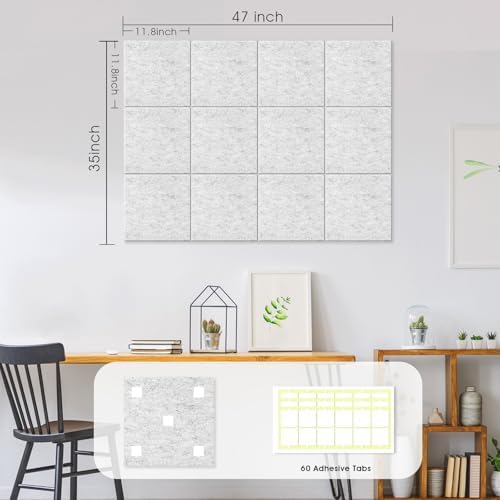48" x 36" Large Felt Bulletin Board 1/2" Thick, Light Gray