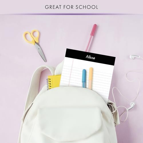 Alitte Legal Notepads 5x8, Pack of 12 - Perforated Narrow Ruled Writing Pad - Premium Thick Paper, No Ink Bleeding - Blank Legal Pads For Home, Office, School, Business - 50 Sheets Per Notebook
