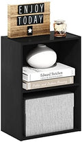 Furinno LUDER 2-Tier Book Shelf, Wide Open Shelves Bookshelf, Darkwood