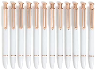 U Brands Monterey Ballpoint Pens, Set of 12, White and Rose Gold, Bold (1.0 mm) Point, Black Ink