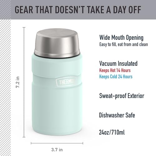 THERMOS Stainless King Food Jar with Bowl, 24oz, Matte Light Blue