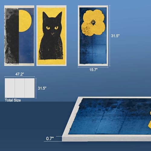 UMIACOUSTICS 3 Pcs 0.7Inch Thick Art Acoustic Panels, Decorative Acoustical Wall Panels, Sound Absorbing Art Panels for Home, Office, Hotel, Moonward-Felis