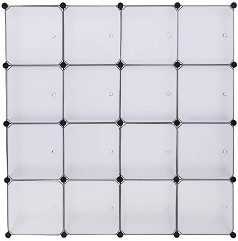 amopacorp 16-Cube Storage Shelf Cube Shelving Bookcase Bookshelf Organizing Closet Toy Organizer Cabinet White Color