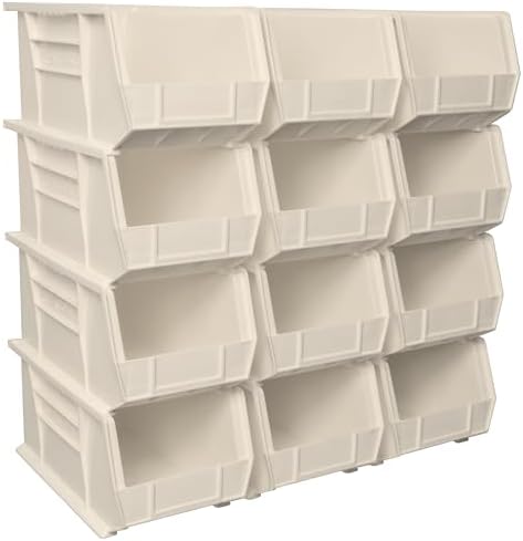 Akro-Mils 30240 AkroBins Plastic Storage Bins, 15"x8"x7", Stone, 12-Pack