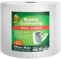 Duck Brand Small Bubble Cushioning Wrap for Fragile Moving & Shipping - 175 ft Packing Wrap for Extra Protection in Boxes & Mailers - Clear Roll, Moving Supplies, Perforated Every 12 in