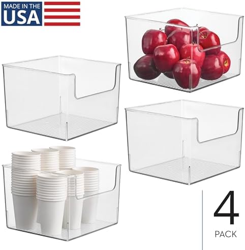 iDesign Open-Front Storage Bin, Set of 4, Clear