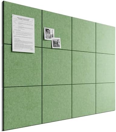 Bumusty 48"x 36" Large Felt Bulletin Board Tiles, Moss Green
