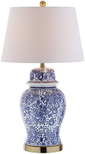 JONATHAN Y Ellis Chinoiserie Ginger Jar Table Lamp 29.5", Blue/White