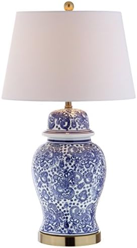 JONATHAN Y Ellis Chinoiserie Ginger Jar Table Lamp 29.5", Blue/White