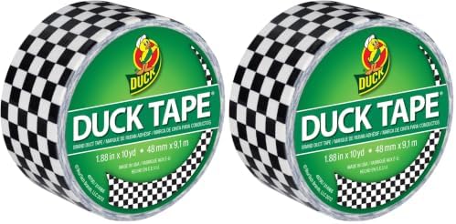 Duck Brand Printed Duct Tape, Checker, 1.88 Inches x 10 Yards, Single Roll (280410) (Pack of 2)