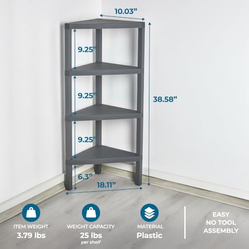 Honey-Can-Do Grey 4-Tier Corner Shelf