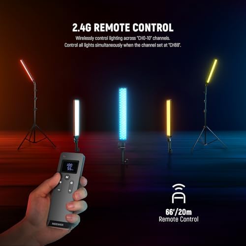 NEEWER Handheld 2.4G LED Video Light Stick Kit, Upgraded 40W Dimmable 3200K-5600K CRI97 with Stands/Filters/Carry Bag for Gaming Photography YouTube TikTok Video Recording, BH20B Ultra