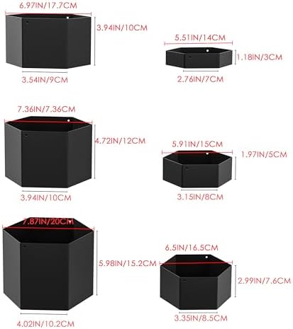Metal Buffet Risers,6PCS Hexagonal Jewelry Display Risers 2.76 in to 4.02 in Market Display Stands Metal Showcase for Catering Dessert Figures Decoration (Matte Black, 2.76IN to 4.02IN)