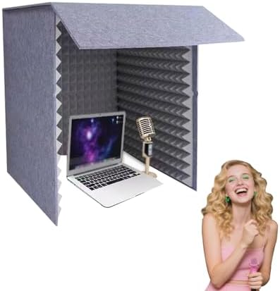 Desktop Soundproof Cover, Portable Vocal Booth, Microphone Isolation Booth Cube