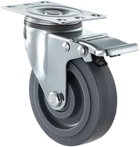 VEVOR Caster Wheels, 5 Inch Heavy Duty Casters, Compatible with VEVOR Insulated Food Pan Carrier, Set of 4 (2 Swivel with Brake, 2 Rigid)