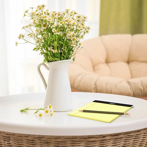 Alitte 5x8 Small Notebooks – 12 Pack Narrow Ruled, Yellow Perforated Note Pads with 50 Sheets Per Notepad, (No Ink Bleeding) Ideal Legal Pads for Writing, Note Taking, Home, Office, School