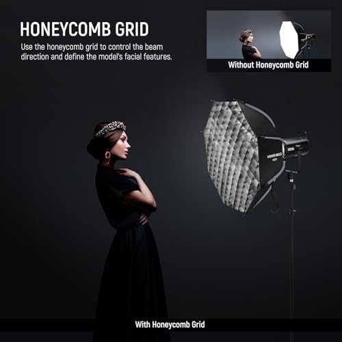 NEEWER Basics Octagonal Softbox Kit for Studio Photography Video Recording Streaming, 25.6"/65cm Quick Release Bowens Mount Softbox/Grid/Light Diffusers for Continuous Lighting & Strobe Flash, NS33P