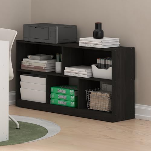 Furinno DALY Book Shelf, 5-Cube Bookshelf, Horizontal Cube Storage Organizer Bookcase, 10.9 x 47.2 x 23.6, for Living Room, Bedroom, Home Office, Espresso