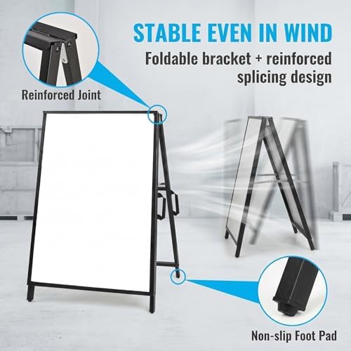 A Frame Sidewalk Sign 24x36 inches Sandwich Board Signs Outdoor Heavy Duty Double-Sided,including 4 Corrugated Boards & 4 Anti-Glare Covers for Business Indoor Outdoor (2 PACK)