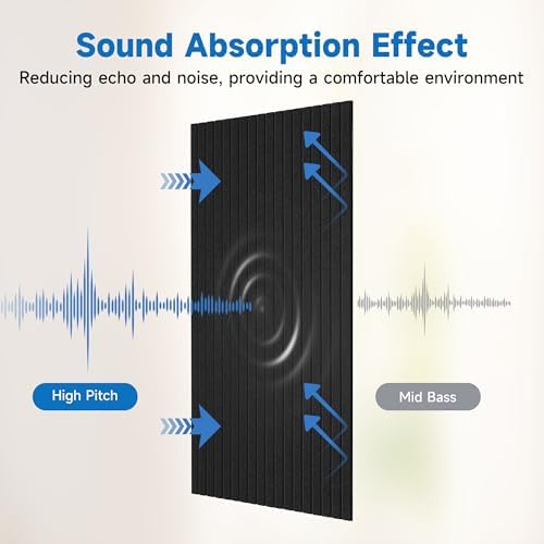 Large Acoustic Panels for Wall Sound Proof Sound Dampening Panels for Wall Decor And Ceilings 47.2 x 23.6 x 0.4 Inch Polyester Fiber Noise Absorb Panels for Bedroom Home Studio Office (Black, 10 Pack)
