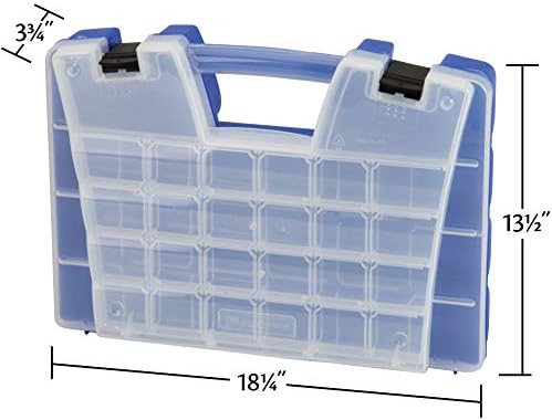 Akro-Mils 06118 Multi Compartment Hardware and Crafts Portable Organizer Storage Case, (18-Inch x 13-Inch x 4-Inch), Blue