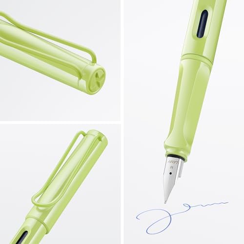 LAMY safari springgreen - Fountain Pen with ergonomic grip & polished Left-Handed steel nib (LH) in size M - ideal for any Writing & Calligraphy - including LAMY T 10 blue cartridge