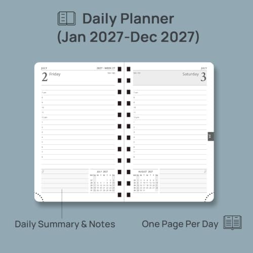 POPRUN 2027 Daily Planner One Page Per Day, 4.25" x 6.25" Small Calendar