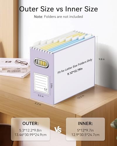 Oterri Portable Collapsible Cardboard File Box with Handle for Letter-Size | 8-Pack. Stainless Steel Handle. Label Stickers Included. Fits Letter Folders (Not Included). Home, Office, School, Dorm, Tax.