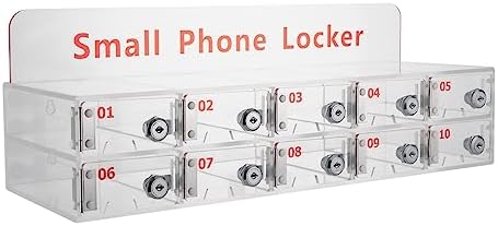 Cell Phone Cabinet,Acrylic Pocket Chart Cell Phones Storage Cabinet, Cell Phone Locker,Wall-Mounted with a Locked,for Classroom, Office, Gym (10 Slots)