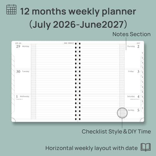 POPRUN Weekly Planner 2026-2027, 8.5" x 10.5" Academic Year Calendar Book