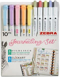 Zebra Pen Journaling Set, MILDLINER & CLiCKART, Assorted Colors, 10-Pack