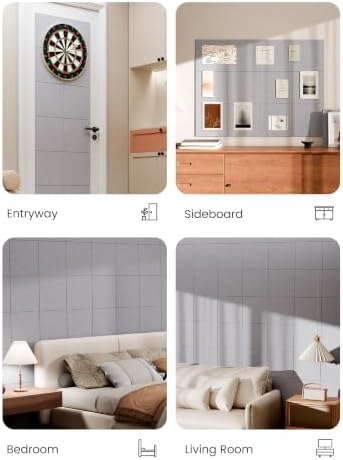 Bumusty 48"x 36" Large Felt Bulletin Board Tiles, Soft Gray