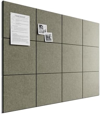 Bumusty Large Cork Board 48" x 36" Alternative - 12 Pack Felt Wall Tiles with 70 Safe Removable Adhesive Tabs, 30 Pushpins, Cork Boards for Walls Pin Board Bulletin Board Office Decor -Earth Brown