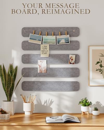 JBER Felt Strip Board 13" x 2", 5 Pack Cork Board Alternative, Light Gray